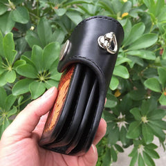 Handmade Leather Tooled Skull Indian Chief Biker Wallet Mens Cool Short Chain Wallet Trucker Wallet with Chain