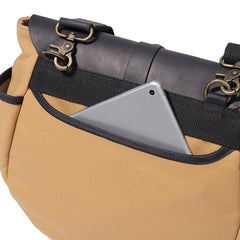 Mens Canvas Leather Saddle Side Bag Messenger Bag Canvas Shoulder Bag for Men