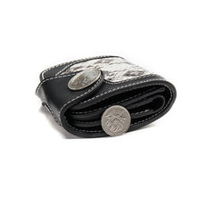 Black Leather Mens billfold Biker Wallet Bifold Small Biker Chain Wallet For Men