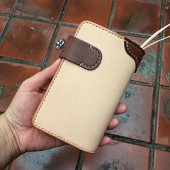 Handmade Leather Biker Wallet Mens Cool Short Chain Wallet Trucker Wallet with Chain