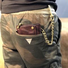 Handmade Leather Biker Wallet Trifold Folding Mens Cool Chain Wallet Trucker Wallet with Chain - imessengerbags