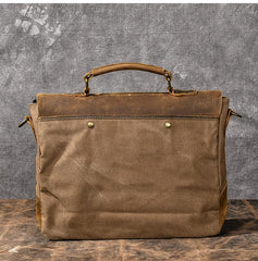Canvas Leather Mens Womens Green Briefcase Side Bag Brown Messenger Bag Shoulder Bag For Men - imessengerbags