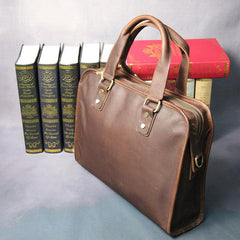 Cool Brown Coffee Leather Mens Briefcase 12inch Work Handbag Business Bag for Men - imessengerbags
