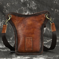 Vintage Brown Leather Men's CELL PHONE HOLSTER MINI SIDE BAG BELT POUCH Drop Leg Bag For Men - imessengerbags