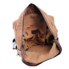 Canvas Black Mens Hiking Backpack Large Khaki School Backpack Canvas Travel Backpack For Men - imessengerbags