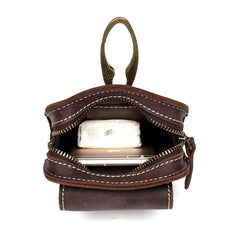 Dark Brown Leather Mens Cool Brown Waist Bag Phone Bag Belt Pouch Belt Bag For Men - imessengerbags
