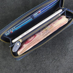 Handmade Leather Floral Mens Cool Travel Long Wallet Card Holder Card Slim Clutch Wallets for Men - imessengerbags