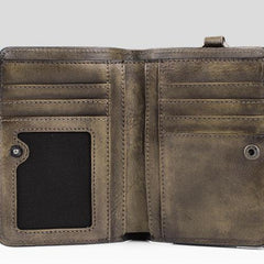 Handmade Leather Mens Chain Biker Wallet Cool Leather Wallet Trifold billfold Wallets - imessengerbags