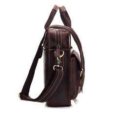Vintage Mens Leather 14inch Laptop Briefcase Handbag Work Bag Business Bag Shoulder Bag For Men - imessengerbags