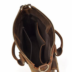 Brown Leather Mens Vintage Work Bag Handbag Briefcase Shoulder Bags Business Bags For Men - imessengerbags