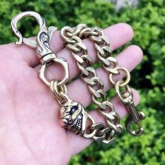 Badass Gold Skull Mens Wallet Chain Biker Wallet Chain 18‘â€?Pants Chain For Men - imessengerbags