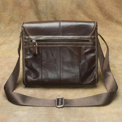 Oil Waxed Brown Leather Men's Small Messenger Bag Coffee Small Side Bag For Men