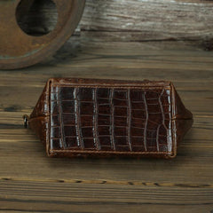 Brown Crocodile Pattern Mens Leather Zipper Clutch Wristlet Purse Bag Clutch Bags Phone Bag For Men