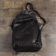 Genuine Leather Mens Cool Chest Bag Sling Bag Crossbody Bag Travel Bag Hiking Bag for men