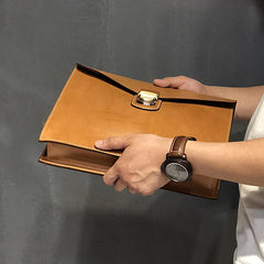 Handmade Leather Mens A4 Envelope Bag 10 inches Clutch Bag Business Documents Bag For Men - imessengerbags
