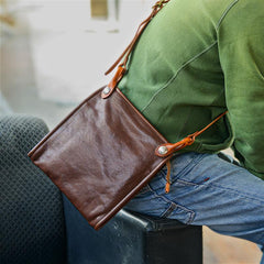 Casual Coffee Leather Men Vertical Side Bag Green Small Messenger Bag Camouflage Courier Bag For Men - imessengerbags