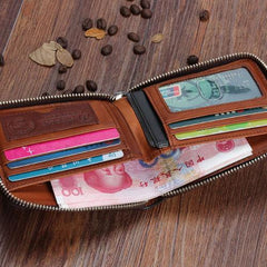 Handmade Mens Cool billfold Leather Wallet Men Small Wallets Bifold for Men - imessengerbags