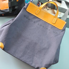 Black Canvas Leather Mens Tote Shoulder Bag Messenger Bag Gray Tote Handbag For Men and Women - imessengerbags