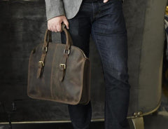 Handmade Leather Mens Cool Messenger Bag Briefcase Work Bag Business Bag for men