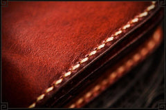 Handmade Leather Men Tooled Chinese Lion Cool Leather Wallet Long Phone Wallets for Men - imessengerbags