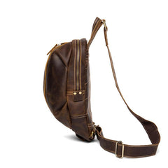 Cool Dark Brown Leather Mens Sling Pack Sling Bags Light Brown Crossbody Pack Chest Bag for men - imessengerbags