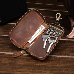 Cool Fashion Leather Men's Car Key Wallet Zipper Key Holder For Men - imessengerbags