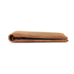 Slim Brown Leather Men's Bifold Small Wallet billfold Front Pocket Wallet For Men - imessengerbags