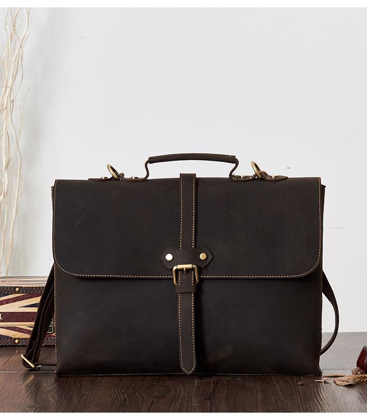 Vintage LEATHER MENS BRIEFCASE BUSINESS Bag VINTAGE 14inch Laptop SHOULDER BAG HANDBAGS FOR MEN - imessengerbags
