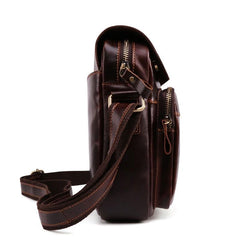 Cool Dark Brown Vintage Leather Small Side Bag Messenger Bag Shoulder Bags For Men - imessengerbags