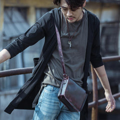 Casual Small Leather Mens Blue Side Bag Postman Bag Blue Messenger Bag For Men - imessengerbags