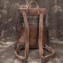 Fashion Brown LEATHER MEN'S College Backpack Travel Backpack Satchel School Backpack For Men