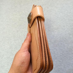 Handmade Leather Biker Wallet Mens Cool Chain Wallet Trucker Wallet with Chain