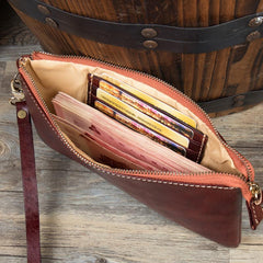 Black Cool Mens long Wallet Wristlet Bag Clutch Bag Red Brown Long Wallets for Men