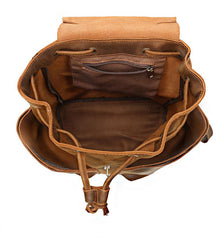 Vintage Leather Men's Barrel Backpack Travel Backpack Brown College Backpack For Men - imessengerbags