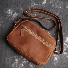 Cool Brown Leather Men's Small Shoulder Bag Messenger Bag Side Bag For Men