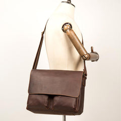 Cool Brown Leather 13 inches Mens Courier Bag Messenger Bags Postman Bag for Men