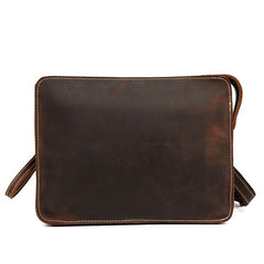 Cool Dark Brown Leather 11 inches Mens Courier Bag Casual Messenger Bags Clutch Postman Bags for Men