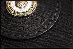 Handmade Leather Small Tooled Mens billfold Wallet Cool Chain Wallet Biker Wallet for Men - imessengerbags