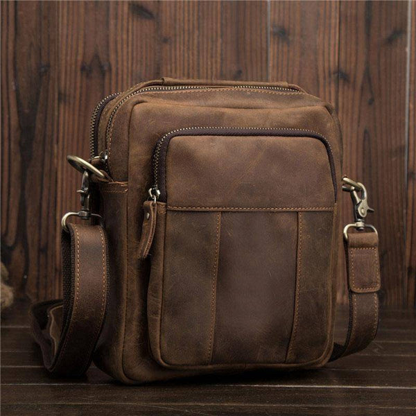 Cool Mens Leather Small Side Bag Small Messenger bag Shoulder bag For Men - imessengerbags