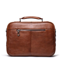 Fashion Brown Leather Men's Professional Briefcase 15‘’ Laptop Briefcase Business Handbag For Men - imessengerbags