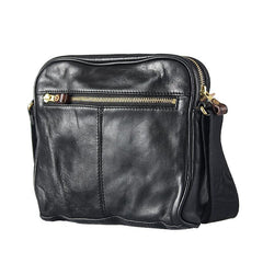 Fashion Black Leather Men Small Vertical Messenger Bag Side Bag Brown Courier Bag For Men