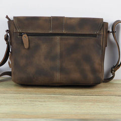 Cool Leather Mens Vintage Brown Messenger Bag Side Bag Small Shoulder Bag for Men - imessengerbags