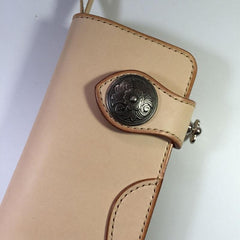 Handmade Leather Biker Wallet Mens Cool Chain Wallet Trucker Wallet with Chain