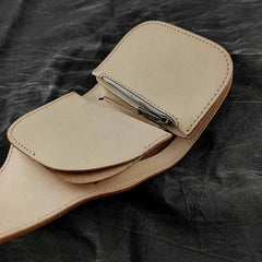Vintage Handmade Beige Leather Men's billfold Wallet Bifold Biker Chain Wallet For Men - imessengerbags