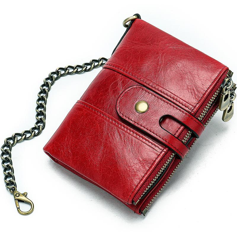 Cool Brown Leather Men's Biker Chain Wallet Black Small Wallet with Chain For Men - imessengerbags