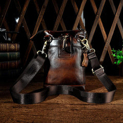 Mens Leather Small Side Bag Waist Pouch Holster COURIER BAG Belt Case Belt Pouch for Men - imessengerbags