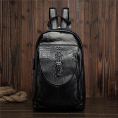 Cool Brown Leather Men's Sling Bag One Shoulder Backpack Black Sling Crossbody Pack For Men - imessengerbags