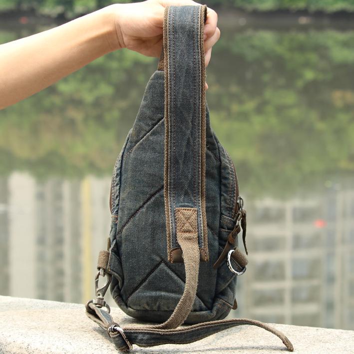 Fashion Black Chest Crossbody Shoulder Bag Small Zipper Sling Pack Mini  Backpack