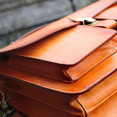 Cool Brown Handmade Leather Mens Briefcase Messenger Bag School Bag for men