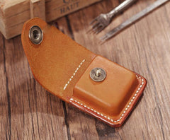 Handmade Light Brown  Leather Mens Zippo Lighter Case With Belt Loop Zippo  Standard Lighter Holders For Men